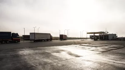 Trucks on a highway.