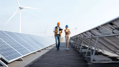 Engineers on a solar power plant